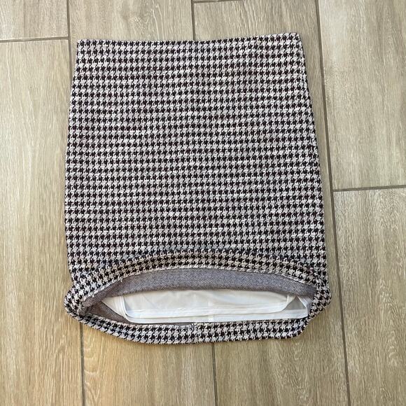 Ann Taylor Houndstooth 2 Piece Set Top & Skirt Tweed Knit Brown S MP Lined FA22 - Picture 8 of 16